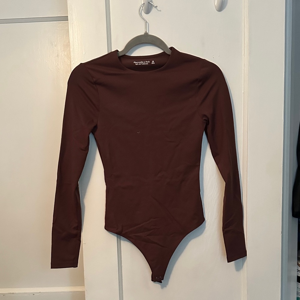 Abercrombie & Fitch Long-Sleeve One-Piece Bodysuit in Brown